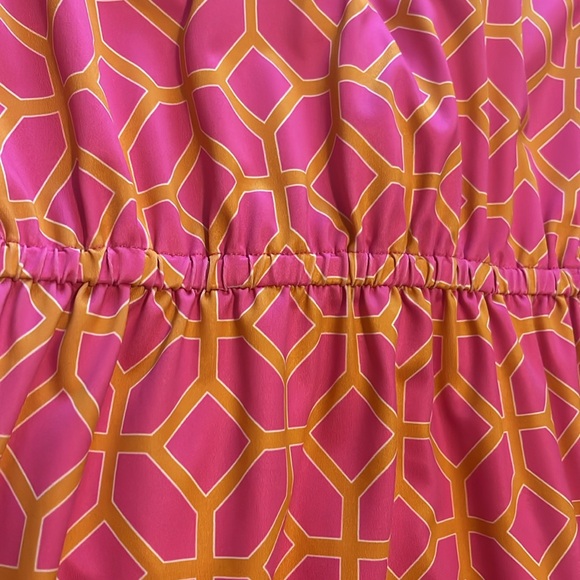 Gretchen Scott Designs Ruched Pink and Orange Dolman Sleeve Dress - Picture 6 of 6